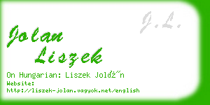 jolan liszek business card